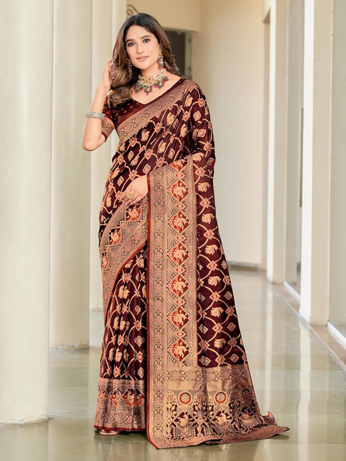Vasthrlay Kanjivaram Satin Orange Ethnic Wear