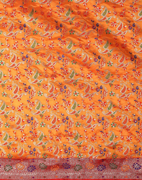 Vasthrlay Womens Banarasi Unstitched Yellow Saree