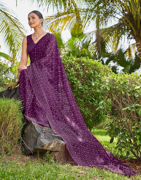 Vasthrlay Bandhani Printed Unstitched Yellow Saree