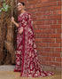 Vasthrlay Georgette Printed Unstitched Maroon Saree