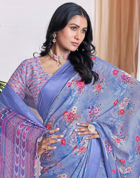 Vasthrlay Womens Georgette Unstitched Peach Saree