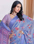 Vasthrlay Womens Georgette Peach Saree With Unstitched Blouse Piece