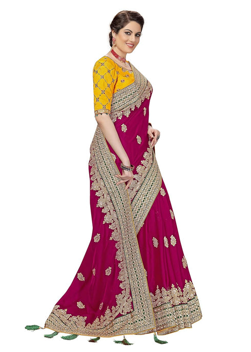 Vasthrlay Embroidery Unstitch Yellow Ethnic Wear