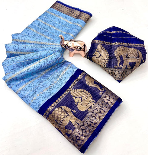 Vasthrlay Kalamkari Contrast Royalblue