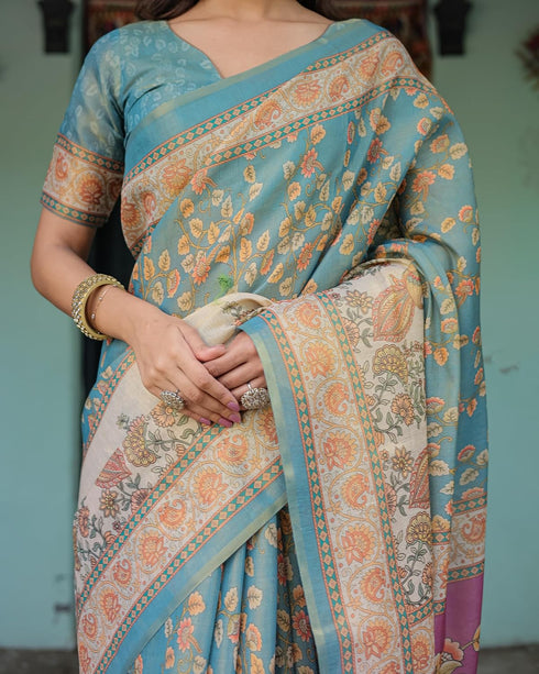 Vasthrlay Handloom Printed Tassels Saree