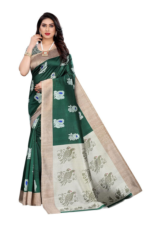 Vasthrlay Printed Kesar Blue Free Ethnic Wear