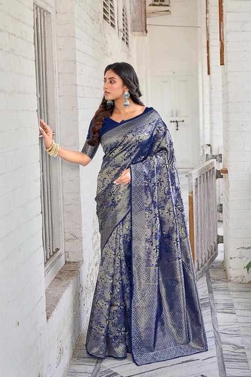 Vasthrlay Banarasi Grey Ethnic Wear