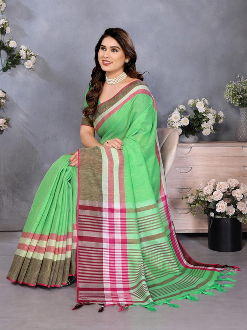 VasthrlayUnstitched Double Line Orange Free Ethnic Wear