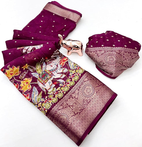 Vasthrlay Kalamkari Georgette Weaving