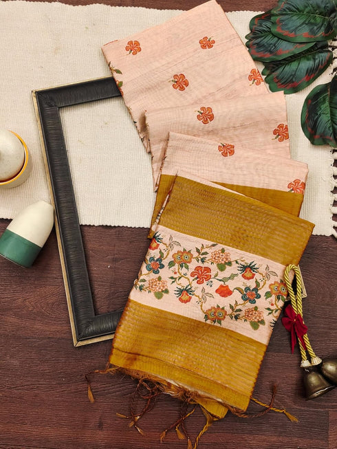 Vasthrlay Tussar Saree Designer Weaving Contrast