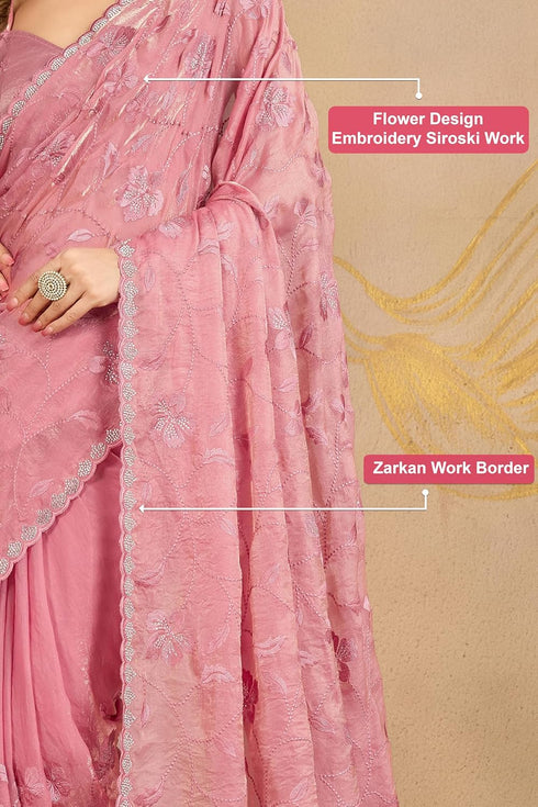 Vasthrlay Embroidery Siroski Unstitched Lightpink Ethnic Wear