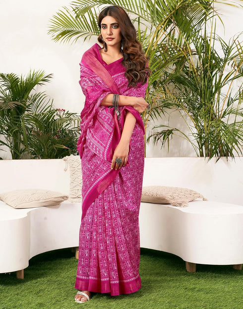 Vasthrlay Womens Printed Unstitched Green Saree
