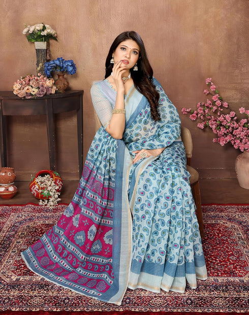 Vasthrlay Woven Linen Az Ys Colorful Vedanshi Parent Pista Ethnic Wear