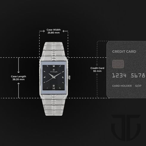 Titan Quartz Analog with Date Black Dial Stainless Steel Strap Watch for Men