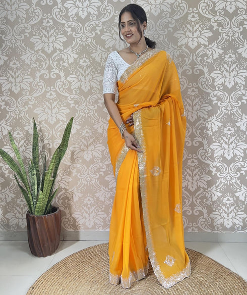 Vasthrlay Georgette Embellishments Embroidered Traditional