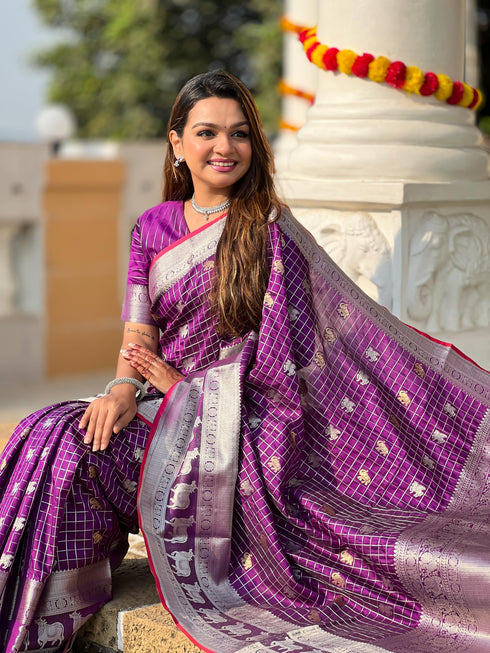 Vasthrlay Elephant Unstitched Saree