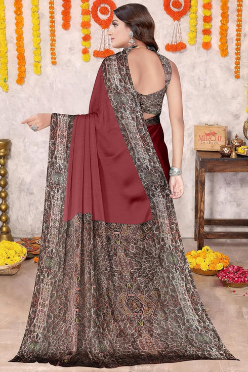 Vasthrlay Fashion Chiffon Abstrect Printed Ethnic Wear
