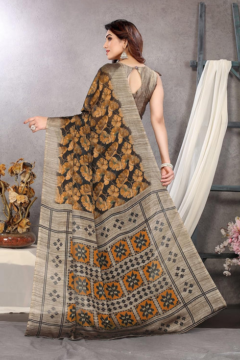 Vasthrlay Fashion Chiffon Georgette Beige Ethnic Wear