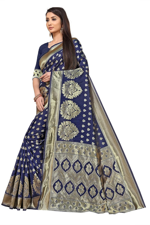 VasthrlayMaroon Woven Kanjivaram Blend Saree