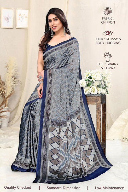 Vasthrlay Fashion Chiffon Turquoise Ethnic Wear