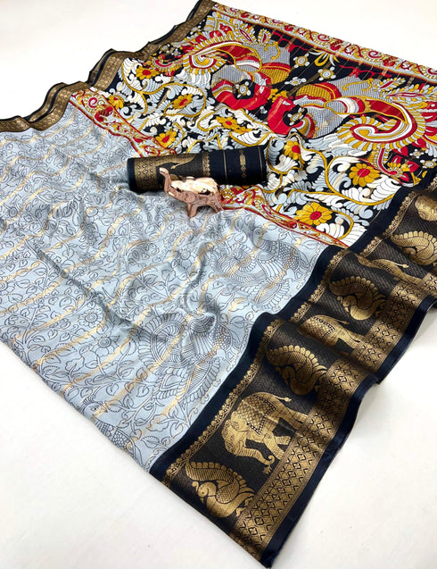 Vasthrlay Kalamkari Contrast Royalblue