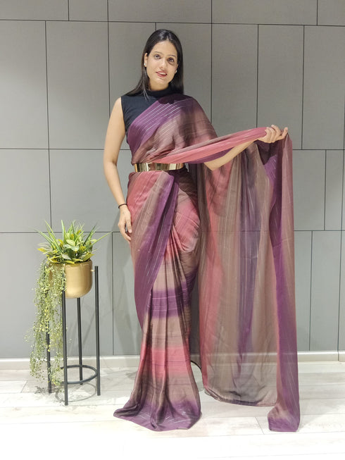 Vasthrlay Pink Georgette Unstitched Saree