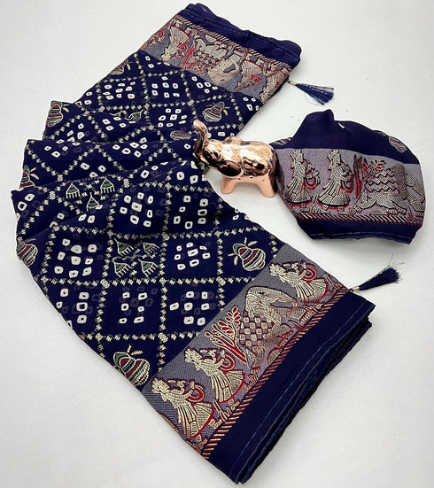Vasthrlay Bandhani Georgette Kalamkari