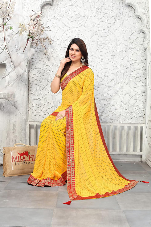 Vasthrlay Fashion Georgette Bandhej Red Ethnic Wear