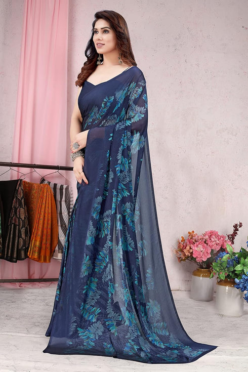 Vasthrlay Fashion Chiffon Turquoise Ethnic Wear