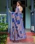 Vasthrlay Turquoise Floral Embroidered Saree