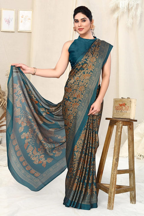 Vasthrlay Fashion Georgette Kalmkari Mehandi Ethnic Wear
