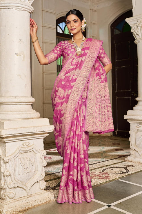 Vasthrlay Women's Lucknowi Chikankari Cotton Saree
