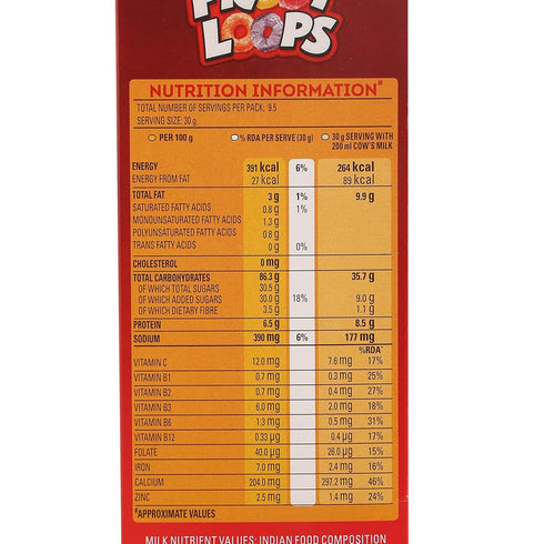 Kellogg's Froot Loops 285g Mixed Fruit Flavour Crunchy Multigrain Breakfast Cereal