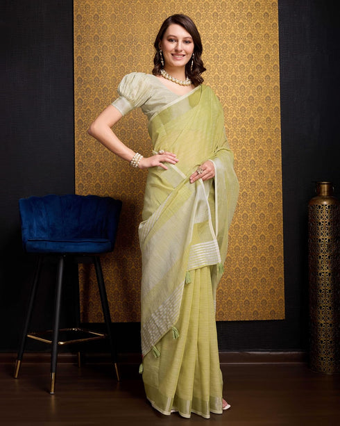Vasthrlay Women's Cotton Unstitched Blouse Saree