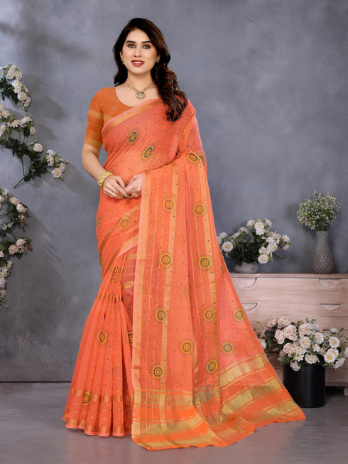 Vasthrlay Pink Unstitched Saree