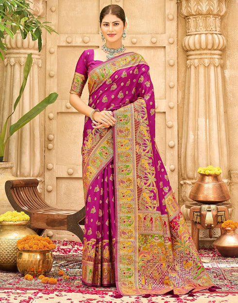 Vasthrlay Banarasi Jacquard Unstitched Grey Saree