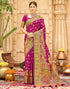 Vasthrlay Banarasi Jacquard Pink Saree With Unstitched Blouse Piece