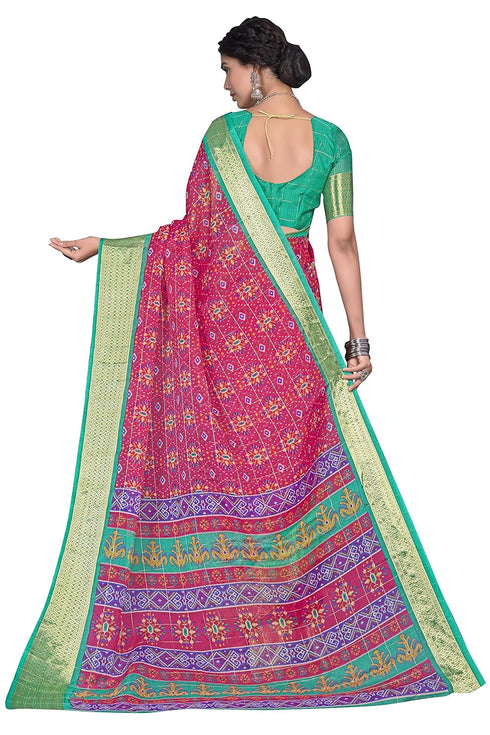 Vasthrlay Organza Bandhani Green Ethnic Wear