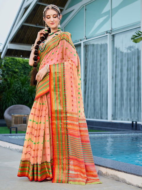 Vasthrlay Pink Cotton Saree