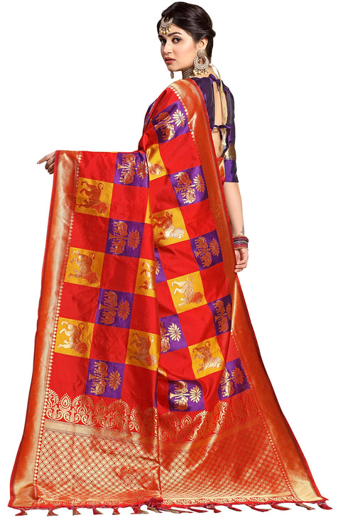 Vasthrlay Banarasi Printed Unstitched Saree