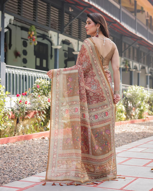 Vasthrlay Turquoise Tassels Traditional Saree