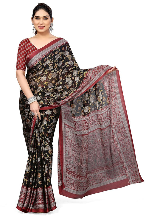 Vasthrlay Fashion Chiffon Printed Navy Ethnic Wear