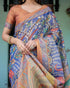 Vasthrlay Handloom Cotton Turquoise Saree