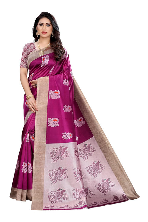 Vasthrlay Printed Kesar Blue Free Ethnic Wear