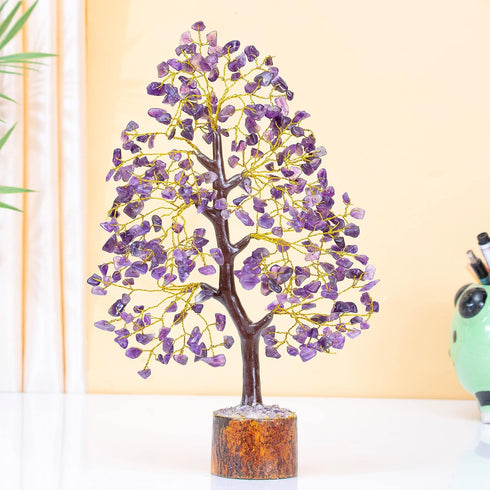Amethyst Tree With Golden Wire And 650 Beads