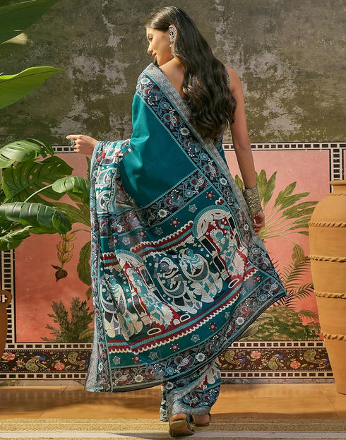 Vasthrlay Womens Printed Unstitched Maroon Saree