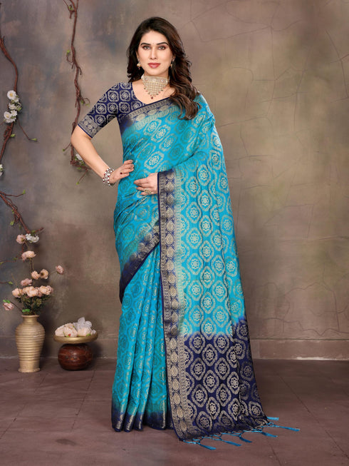 Vasthrlay Gold Banarasi Unstitched Saree