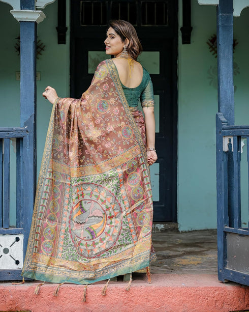 Vasthrlay Handloom Turquoise Traditional Saree