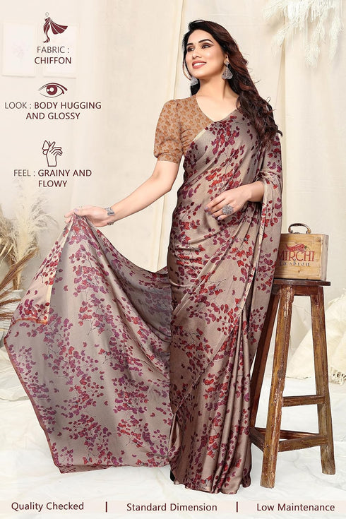 Vasthrlay Fashion Chiffon Printed Dusty Ethnic Wear
