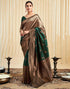 Vasthrlay Womens Banarasi Jacquard Dark Green Saree With Unstitched Blouse Piece